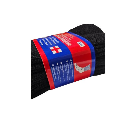 Men's Black Crew Diabetes Diabetic Socks Neuropathy Edema Cotton Size 13-15 New - Picture 5 of 5